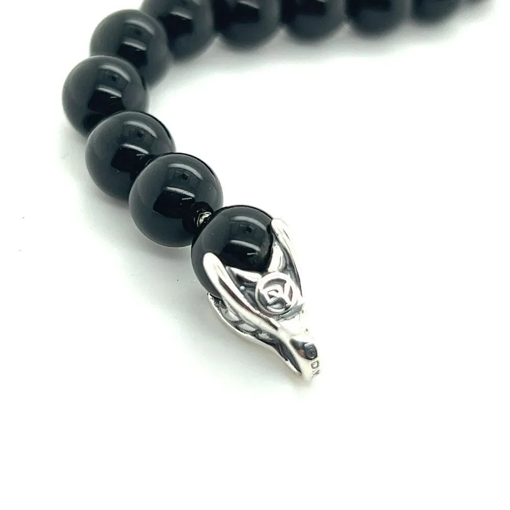 David Yurman Authentic Estate Onyx Spiritual Beads Bracelet 8.5" Silver DY447 - Picture 4 of 10